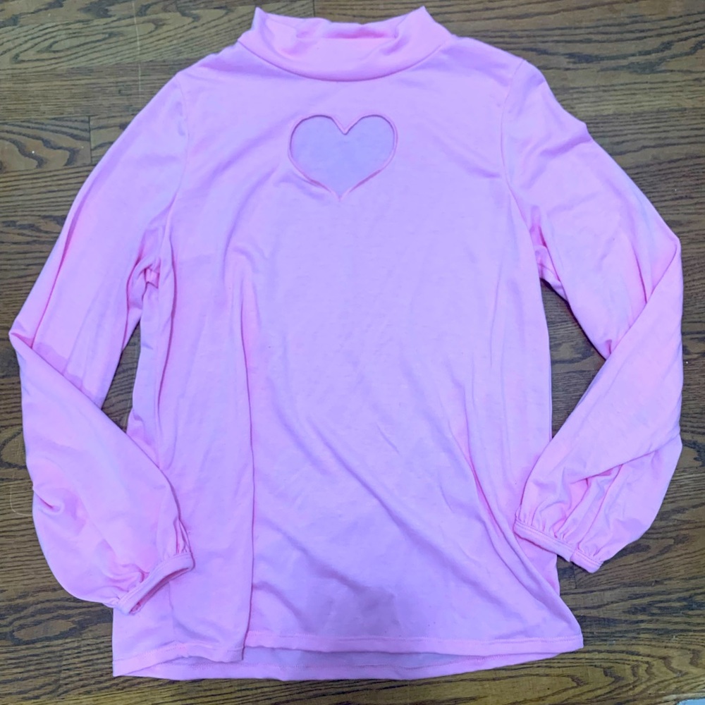 Sweetheart pink cutout mock neck top size Large